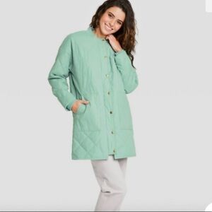 NWOT Universal Thread Sporty Quilted Cloud Puffer Jacket Mint Green XS Car Coat